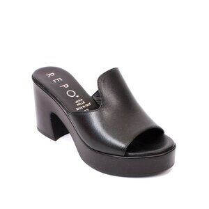 PHIL GATIÈR by REPO 57149 Black Leather Platform Sandals
